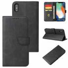 For iPhone X / XS Calf Texture Buckle Horizontal Flip Leather Case with Holder & Card Slots & Wallet(Black) - 1