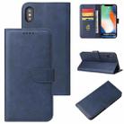 For iPhone X / XS Calf Texture Buckle Horizontal Flip Leather Case with Holder & Card Slots & Wallet(Blue) - 1