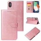 For iPhone X / XS Calf Texture Buckle Horizontal Flip Leather Case with Holder & Card Slots & Wallet(Rose Gold) - 1