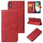 For iPhone X / XS Calf Texture Buckle Horizontal Flip Leather Case with Holder & Card Slots & Wallet(Red) - 1