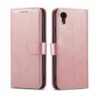 For iPhone XR Calf Texture Buckle Horizontal Flip Leather Case with Holder & Card Slots & Wallet(Rose Gold) - 1