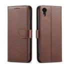 For iPhone XR Calf Texture Buckle Horizontal Flip Leather Case with Holder & Card Slots & Wallet(Brown) - 1