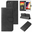 For iPhone SE 2022 / SE 2020 / 8 / 7 Calf Texture Buckle Horizontal Flip Leather Case with Holder & Card Slots & Wallet(Black) - 1
