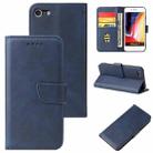 For iPhone SE 2022 / SE 2020 / 8 / 7 Calf Texture Buckle Horizontal Flip Leather Case with Holder & Card Slots & Wallet(Blue) - 1