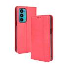 For Motorola Edge 20 Magnetic Buckle Retro Pattern Horizontal Flip Leather Case with Holder & Card Slot & Wallet(Red) - 1