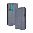 For Motorola Edge 20 Magnetic Buckle Retro Pattern Horizontal Flip Leather Case with Holder & Card Slot & Wallet(Blue) - 1