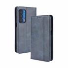 For Motorola Edge 2021 Magnetic Buckle Retro Pattern Horizontal Flip Leather Case with Holder & Card Slot & Wallet(Blue) - 1