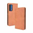 For Motorola Edge 2021 Magnetic Buckle Retro Pattern Horizontal Flip Leather Case with Holder & Card Slot & Wallet(Brown) - 1