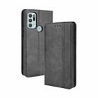 For Motorola Moto G60S Magnetic Buckle Retro Pattern Horizontal Flip Leather Case with Holder & Card Slot & Wallet(Black) - 1