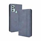 For Motorola Moto G60S Magnetic Buckle Retro Pattern Horizontal Flip Leather Case with Holder & Card Slot & Wallet(Blue) - 1