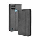 For OPPO Realme C21Y Magnetic Buckle Retro Pattern Horizontal Flip Leather Case with Holder & Card Slot & Wallet(Black) - 1