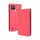 For OPPO Realme C21Y Magnetic Buckle Retro Pattern Horizontal Flip Leather Case with Holder & Card Slot & Wallet(Red) - 1