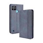 For OPPO Realme C21Y Magnetic Buckle Retro Pattern Horizontal Flip Leather Case with Holder & Card Slot & Wallet(Blue) - 1