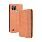 For OPPO Realme C21Y Magnetic Buckle Retro Pattern Horizontal Flip Leather Case with Holder & Card Slot & Wallet(Brown) - 1