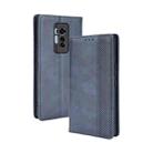 For Tecno Phantom X Magnetic Buckle Retro Pattern Horizontal Flip Leather Case with Holder & Card Slot & Wallet(Blue) - 1