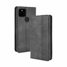 For Google Pixel 5a 5G Magnetic Buckle Retro Pattern Horizontal Flip Leather Case with Holder & Card Slot & Wallet(Black) - 1