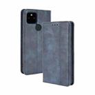 For Google Pixel 5a 5G Magnetic Buckle Retro Pattern Horizontal Flip Leather Case with Holder & Card Slot & Wallet(Blue) - 1