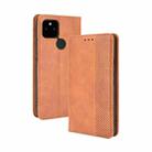 For Google Pixel 5a 5G Magnetic Buckle Retro Pattern Horizontal Flip Leather Case with Holder & Card Slot & Wallet(Brown) - 1