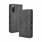 For Sony Xperia 10 III Magnetic Buckle Retro Pattern Horizontal Flip Leather Case with Holder & Card Slot & Wallet(Black) - 1