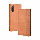 For Sony Xperia 10 III Magnetic Buckle Retro Pattern Horizontal Flip Leather Case with Holder & Card Slot & Wallet(Brown) - 1