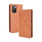 For Xiaomi Redmi 10 Magnetic Buckle Retro Pattern Horizontal Flip Leather Case with Holder & Card Slot & Wallet(Brown) - 1