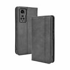 For ZTE Axon 30 5G Magnetic Buckle Retro Pattern Horizontal Flip Leather Case with Holder & Card Slot & Wallet(Black) - 1