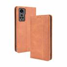 For ZTE Axon 30 5G Magnetic Buckle Retro Pattern Horizontal Flip Leather Case with Holder & Card Slot & Wallet(Brown) - 1