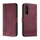 For Sony Xperia 1 II Retro Skin Feel Horizontal Flip Soft TPU + PU Leather Case with Holder & Card Slots & Photo Frame(Wine Red) - 1