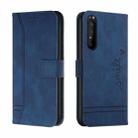 For Sony Xperia 1 III Retro Skin Feel Horizontal Flip Soft TPU + PU Leather Case with Holder & Card Slots & Photo Frame(Blue) - 1