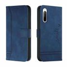For Sony Xperia 10 II Retro Skin Feel Horizontal Flip Soft TPU + PU Leather Case with Holder & Card Slots & Photo Frame(Blue) - 1