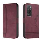 For Xiaomi Redmi 10 Retro Skin Feel Horizontal Flip Soft TPU + PU Leather Case with Holder & Card Slots & Photo Frame(Wine Red) - 1