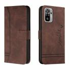 For Xiaomi Redmi Note 10 4G Retro Skin Feel Horizontal Flip Soft TPU + PU Leather Case with Holder & Card Slots & Photo Frame(Coffee) - 1