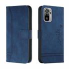 For Xiaomi Redmi Note 10 4G Retro Skin Feel Horizontal Flip Soft TPU + PU Leather Case with Holder & Card Slots & Photo Frame(Blue) - 1