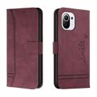 For Xiaomi Mi 11 Lite Retro Skin Feel Horizontal Flip Soft TPU + PU Leather Case with Holder & Card Slots & Photo Frame(Wine Red) - 1