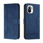 For Xiaomi Mi 11 Lite Retro Skin Feel Horizontal Flip Soft TPU + PU Leather Case with Holder & Card Slots & Photo Frame(Blue) - 1
