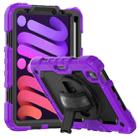 For iPad mini 6 Shockproof Silicone + PC Protective Tablet Case with Holder & Shoulder Strap & Pen Slot(Black + Purple) - 1