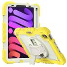 For iPad mini 6 Shockproof Silicone + PC Protective Tablet Case with Holder & Shoulder Strap & Pen Slot(Beige + Yellow) - 1