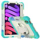 For iPad mini 6 Shockproof Silicone + PC Protective Tablet Case with Holder & Shoulder Strap & Pen Slot(Beige + Camouflage Blue) - 1