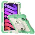 For iPad mini 6 Shockproof Silicone + PC Protective Tablet Case with Holder & Shoulder Strap & Pen Slot(Beige + Light Green) - 1