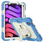 For iPad mini 6 Shockproof Silicone + PC Protective Tablet Case with Holder & Shoulder Strap & Pen Slot(Beige + Cyan) - 1