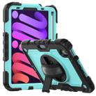 For iPad mini 6 Shockproof Silicone + PC Protective Tablet Case with Holder & Shoulder Strap & Pen Slot(Light Blue + Black) - 1