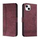 Retro Skin Feel Horizontal Flip Soft TPU + PU Leather Case with Holder & Card Slots & Photo Frame For iPhone 13 mini(Wine Red) - 1