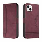 Retro Skin Feel Horizontal Flip Soft TPU + PU Leather Case with Holder & Card Slots & Photo Frame For iPhone 13(Wine Red) - 1