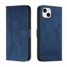 Retro Skin Feel Horizontal Flip Soft TPU + PU Leather Case with Holder & Card Slots & Photo Frame For iPhone 13(Blue) - 1