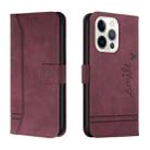 Retro Skin Feel Horizontal Flip Soft TPU + PU Leather Case with Holder & Card Slots & Photo Frame For iPhone 13 Pro(Wine Red) - 1