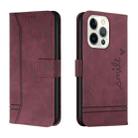 Retro Skin Feel Horizontal Flip Soft TPU + PU Leather Case with Holder & Card Slots & Photo Frame For iPhone 13 Pro Max(Wine Red) - 1