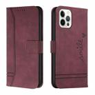 Retro Skin Feel Horizontal Flip Soft TPU + PU Leather Case with Holder & Card Slots & Photo Frame For iPhone 12 / 12 Pro(Wine Red) - 1