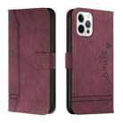 Retro Skin Feel Horizontal Flip Soft TPU + PU Leather Case with Holder & Card Slots & Photo Frame For iPhone 12 Pro Max(Wine Red) - 1