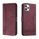 Retro Skin Feel Horizontal Flip Soft TPU + PU Leather Case with Holder & Card Slots & Photo Frame For iPhone 11 Pro(Wine Red) - 1