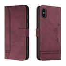 Retro Skin Feel Horizontal Flip Soft TPU + PU Leather Case with Holder & Card Slots & Photo Frame For iPhone X / XS(Wine Red) - 1